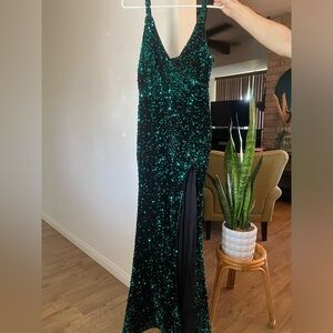 Lulu’s Green Dress Sparkly Maxi Dress